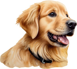golden retriever portrait, watercolor painting of a puppy