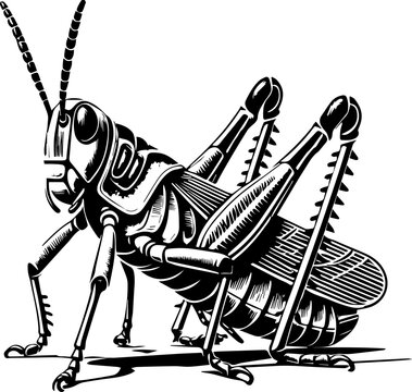black and white grasshopper insect clip art preview