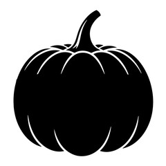 Black & white vector silhouette of a Halloween pumpkin on white background