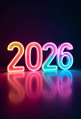 Neon numbers 2026 as a symbol of the coming year
