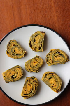 Aluvadi, alu vadi or Patra, Indian dish made with colocasia leaves, traditional Indian snack, especially Maharashtra and Gujarat