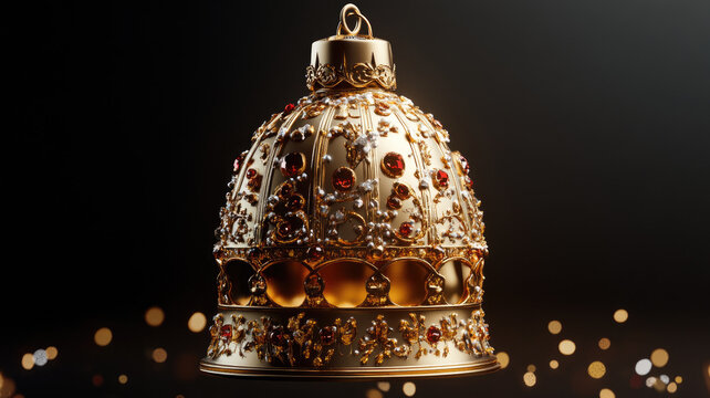 Golden Christmas Bell with Festive Decorations