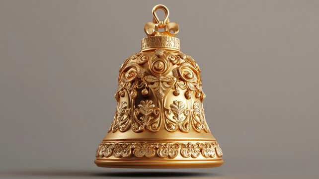 Golden Christmas Bell with Festive Decorations