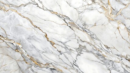 Fototapeta premium Closeup of white marble with intricate grey and gold veining, luxurious natural stone texture