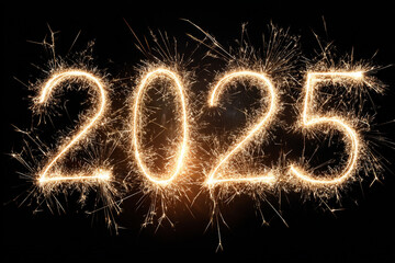 Sparkling 2025 New Year fireworks display