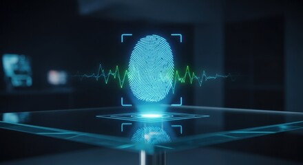 Futuristic Fingerprint Scan with High Technology Security and Identification Process for Modern Access and Secure Data Biometric Authentication System