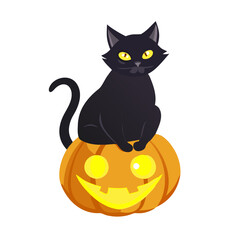 halloween pumpkin cat