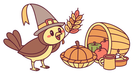 Charming SVG of a Joyful  Mussel, styled in a Thanksgiving theme with Grateful Harvest hues