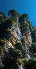 Obraz premium Steep mountain face with lush vegetation