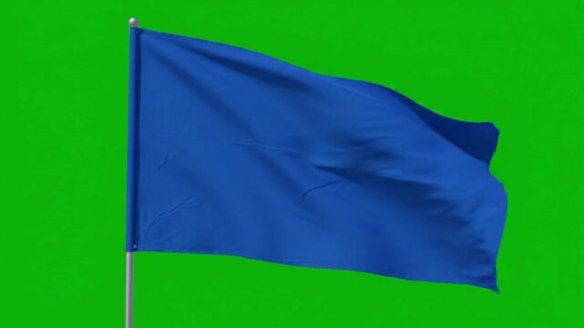 Blue Flag Waving in the Wind on Green Screen Background Symbol of Unity Freedom Identity Nautical Signal and Safety