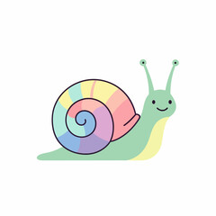 Adorable Cartoon Snail with Rainbow Swirl Shell and Friendly Expression.