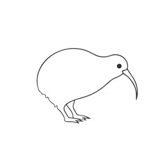 Kiwi Bird Logo in Monoline Style, Smooth Continuous Outline