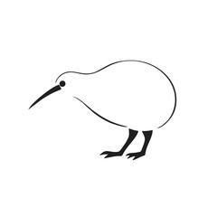 Minimalist Kiwi Bird Logo, Simple Side Profile Silhouette, Clean Lines