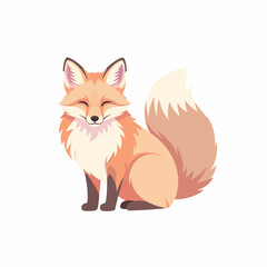 Cartoon Fox with Closed Eyes Orange Fur White Chest and Bushy Tail.