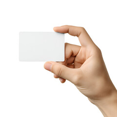 Fototapeta premium Hand holding blank white card simple design