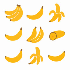 Banana Illustration with Fruit Details and Cutting Board