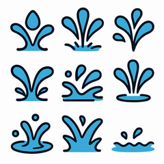 Fototapeta premium Water Splash Icons Set for Design and Animation