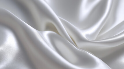 Obraz premium Close-up of smooth white satin fabric with elegant folds and soft highlights. 