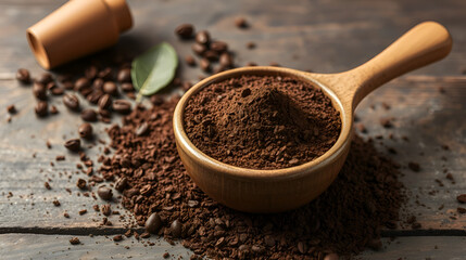 scrub coffee grounds. Body care concept