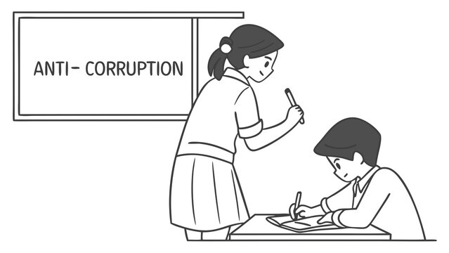 Anti-Corruption Education: Mentor Guiding Student in Ethical Principles and Transparency - Powered by Adobe