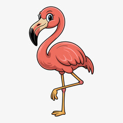 Cute Flamingo Reading Book | Pink Bird Mascot with Glasses | Educational Animal Cartoon