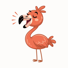 Cute Flamingo Reading Book | Pink Bird Mascot with Glasses | Educational Animal Cartoon