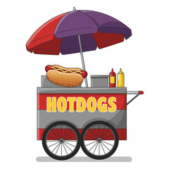 Street Food Cart Vector | Snack Stall Illustration | Mobile Food Vendor Icon Design