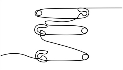 Continuous one line drawing of a paper pin. Drawing pin.  Continuous Line Drawing of a Push Pin Thumbtack icon neon glow vector illustration concept. A pushpin drawn in one line. Minimalist linear pin