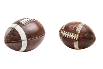 Set of Football Ball Isolated on Transparent Background. PNG.