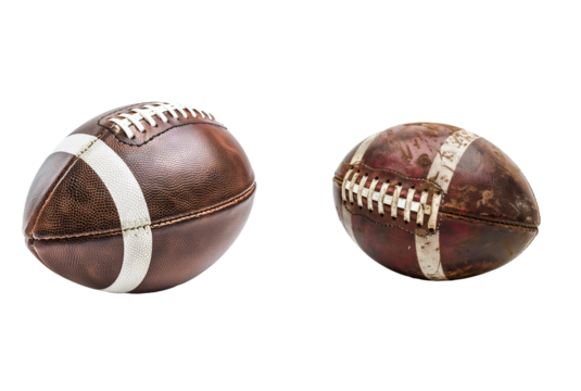 Set of Football Ball Isolated on Transparent Background. PNG.