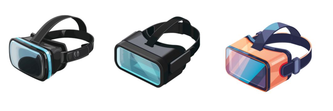 Set of VR Isolated on Transparent Background. PNG.