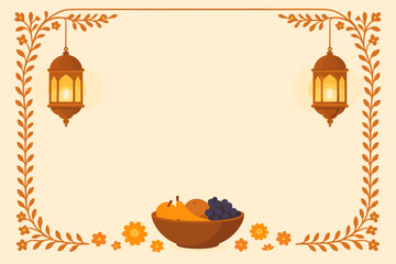 Decorative border frame with hanging lanterns