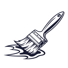 Creative black silhouette of paintbrush and palette, perfect vector for logos, prints, and digital art
