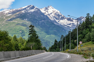 View of Elbrus from a roadside site during a stopover