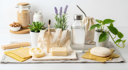 Obraz premium 지속 가능한 생활을 위한 친환경 라이프스타일 소품