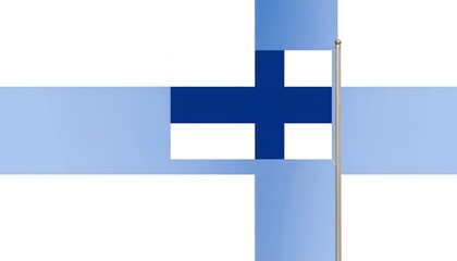 Obraz premium Finnish national flag waving in the blue sky