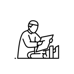 Artist creating artwork at easel with transparent background