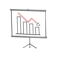 Graph illustrating a downward trend in performance metrics during a business presentation