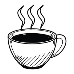 A steaming cup of coffee placed on a table, with cozy home setting in the background