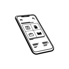 Smartphone displaying a shopping app interface with various product categories and search function