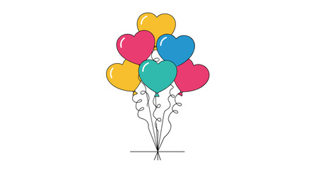 Naklejka premium Colorful heart shaped balloons floating upwards creating a festive and joyful atmosphere for special occasions