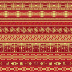 中国組格子文様風の横ラインセット2