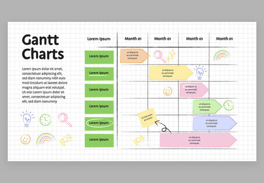 Gantt Chart Infographic with Cute Education Style for School Teachers