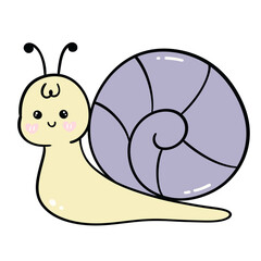 Adorable Cartoon Snail with Purple Shell Illustration