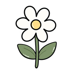 White Flower Cartoon Illustration