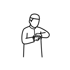 Obraz premium Line art of a surgeon checking wristwatch with transparent background