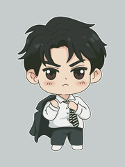 Cute Chibi Cartoon Boy Singer Vector Illustration