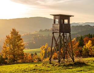 Autumnal hunting stand in a valley