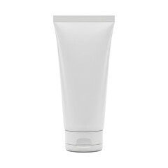 Blank white plastic cosmetic tube with a fliptop cap standing upright A clean product mockup for branding Transparent PNG