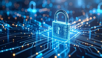 Digital illustration of a padlock, symbolizing online protection and cybersecurity, Generated with AI.